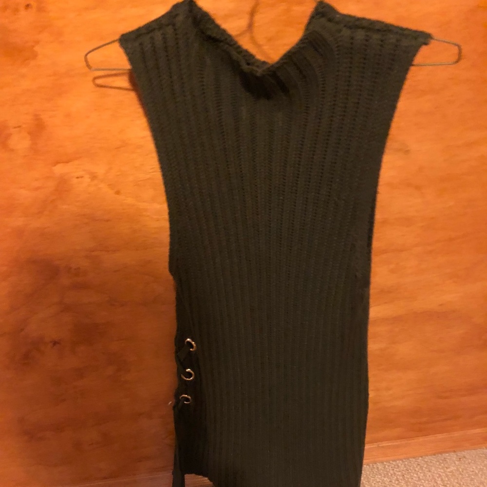 Long dark green sweater